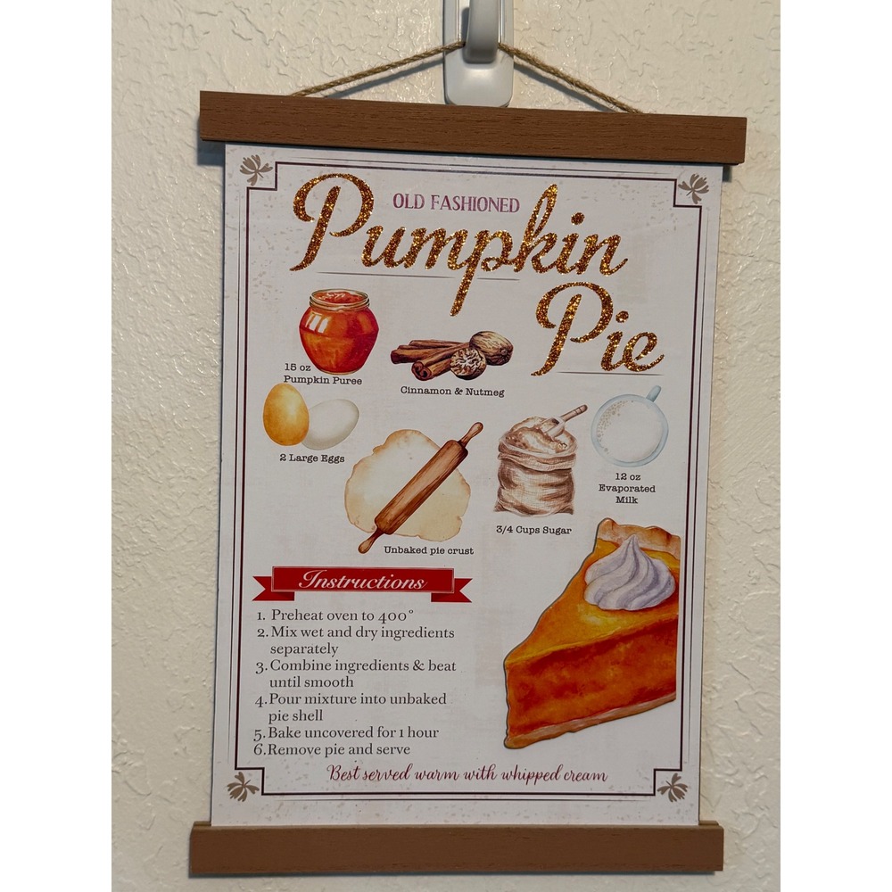Greenbrier International Pumpkin Pie Recipe Wall Decor Rustic Fall Kitchen Sign